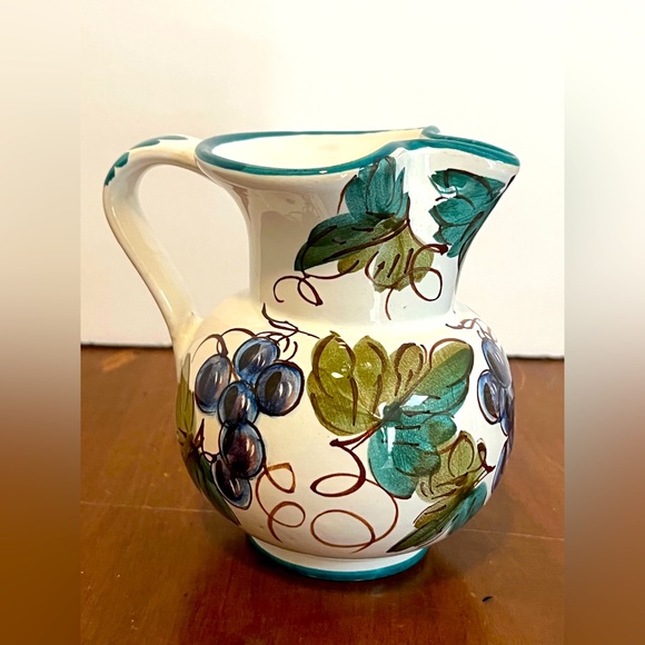 Ceramic Milk Creamer Pitcher Made In Italy Hand Painted Grapes - Picture 1 of 6